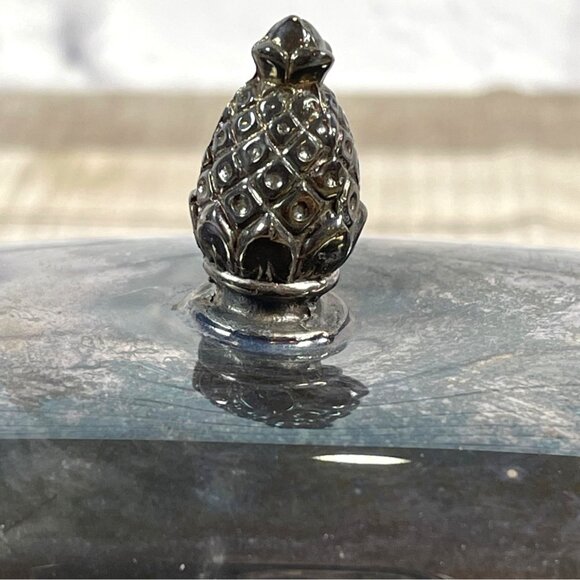 Wm Rogers Silver Plate MCM Covered Butter Dish Starburst Glass Insert Lid VTG - Picture 12 of 14